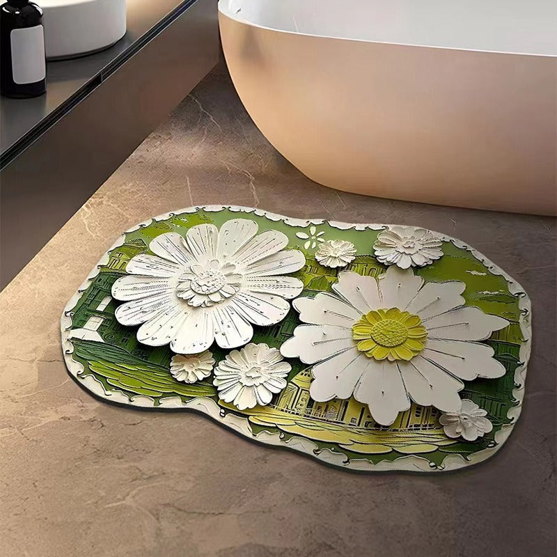 Luxurious Floral Design Bath Mat