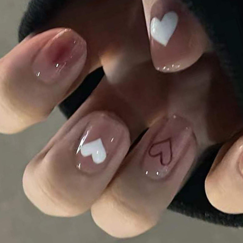 Heart-Embellished Press-On Nail Set Kalsten