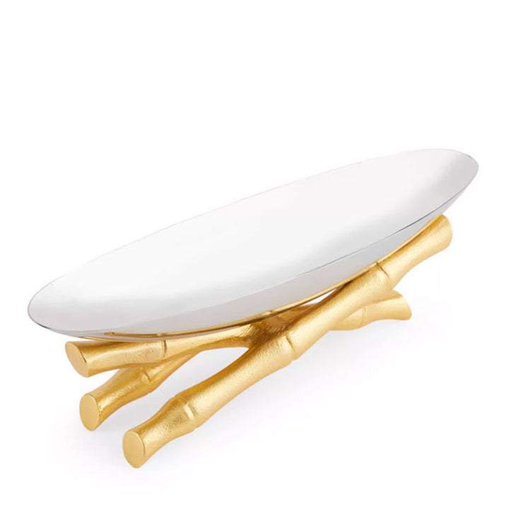 Decorative Serving Bowl with Bamboo Base