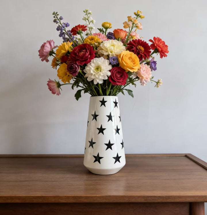 Chic Checkerboard Pattern Ceramic Vase Kalsten