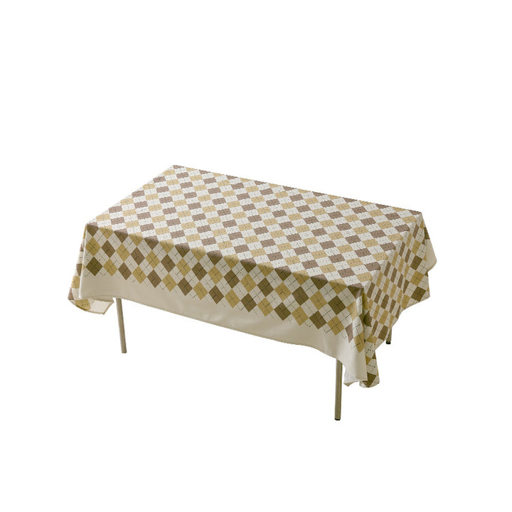 Washable PVC-coated tablecloth with diamond pattern