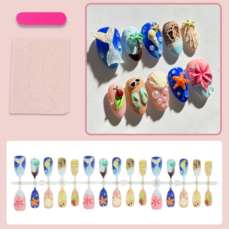 Artificial nail set with maritime patterns Kalsten