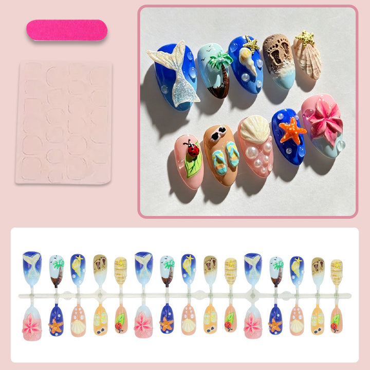Artificial nail set with maritime patterns Kalsten