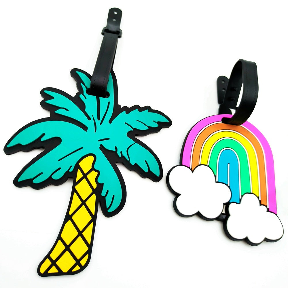silicone rainbow-shaped luggage tag with adjustable buckle strap soft PVC travel ID tag Kalsten