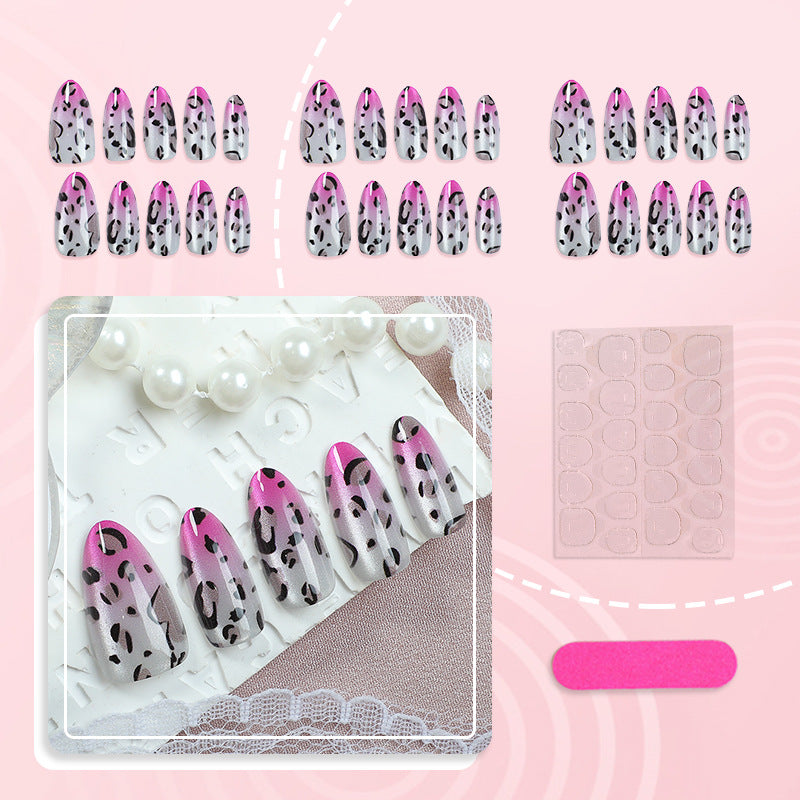 Artistic Leopard-Print Gradient Press-On Nail Set Kalsten