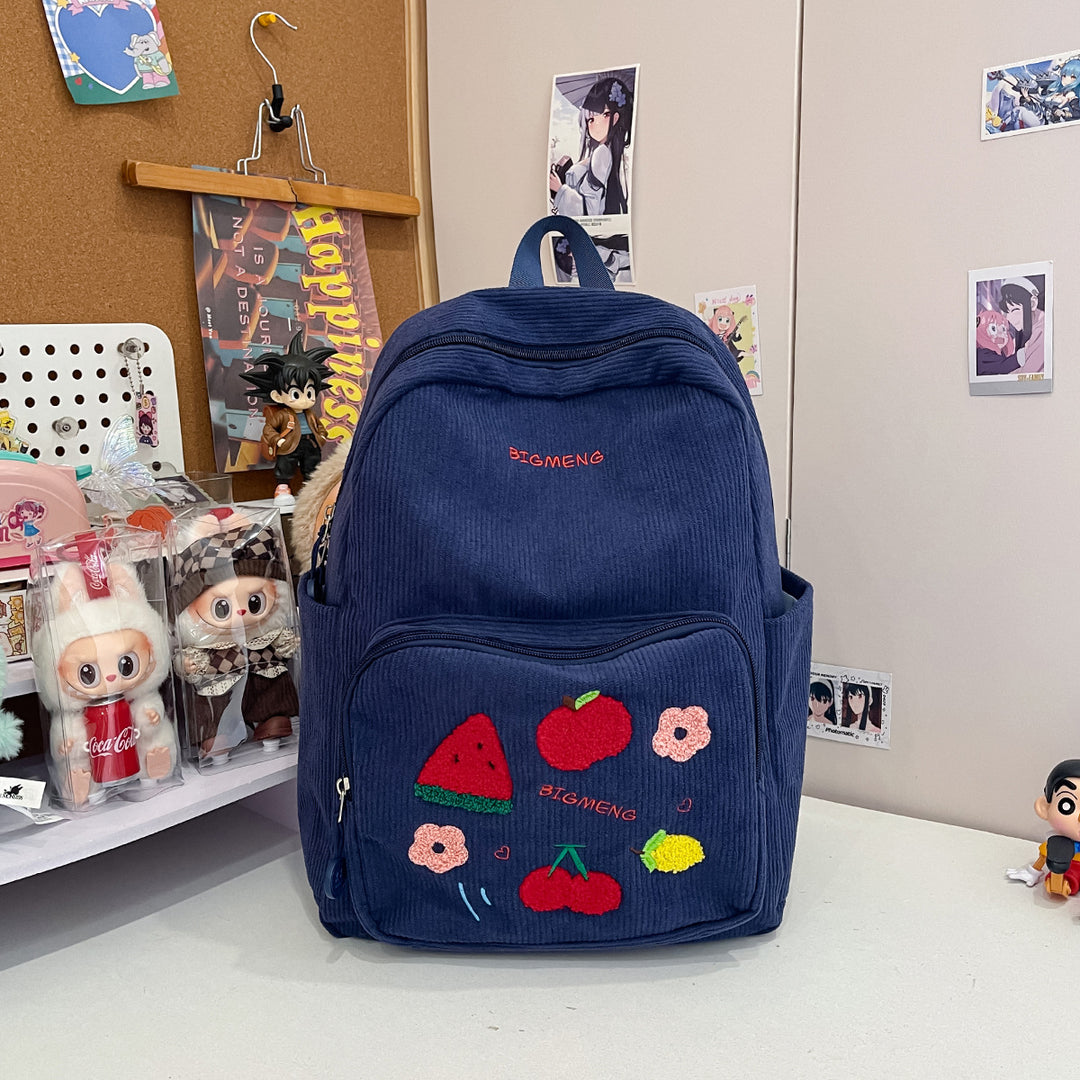 Stylish Embroidered Fruit Pattern Backpack Kalsten
