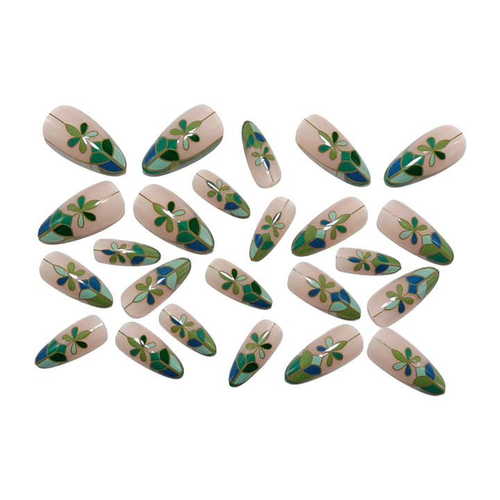 Designer artificial nails in a modern flower pattern Kalsten