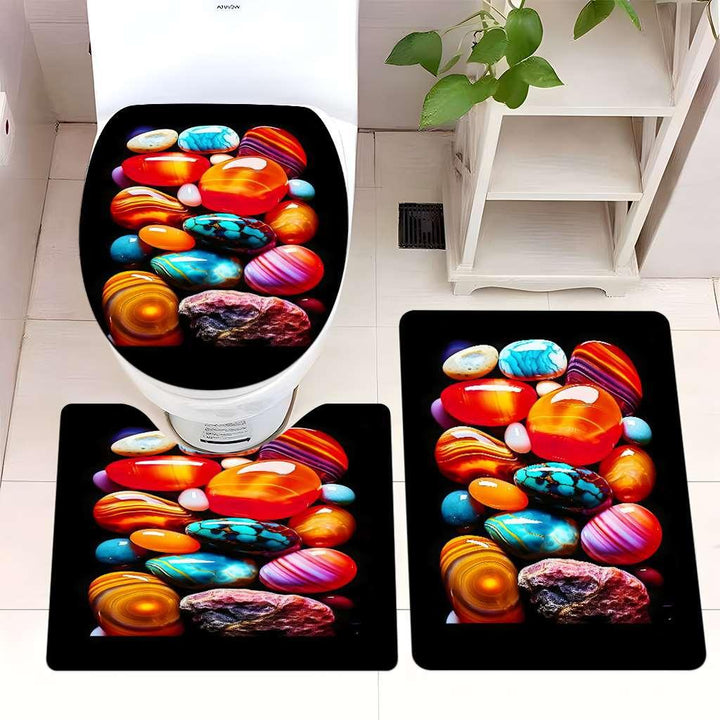 Decorative Rock and Butterfly Bathroom Mat Set Kalsten