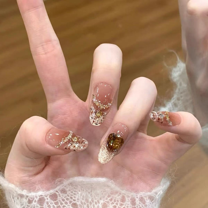 Stylish Bow-Embellished Press-On Nails Kalsten
