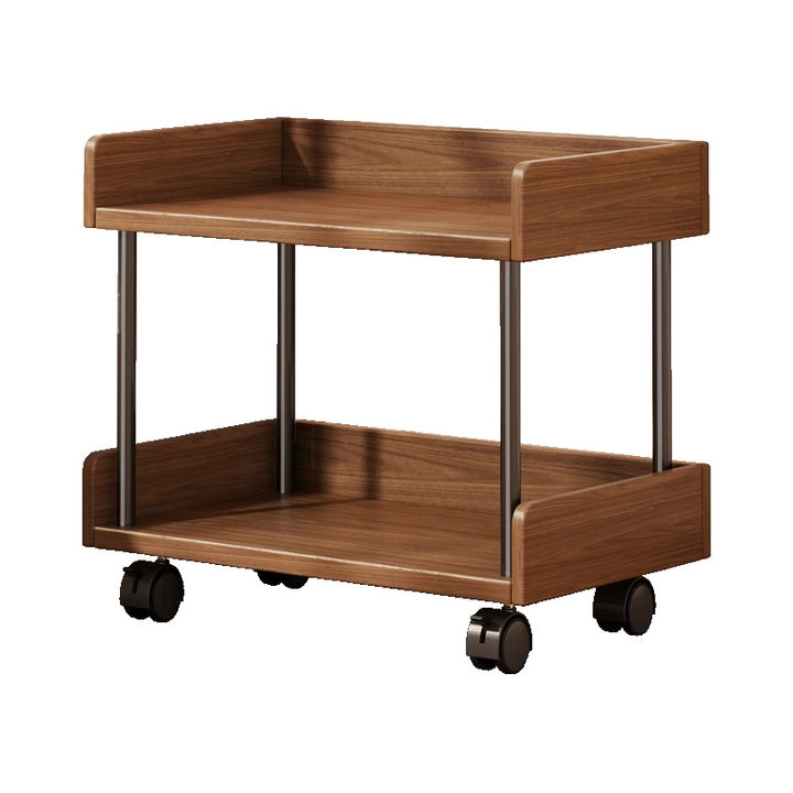 Minimalist Solid Wood Two-Tier Desktop Bookshelf with Metal Support Rods