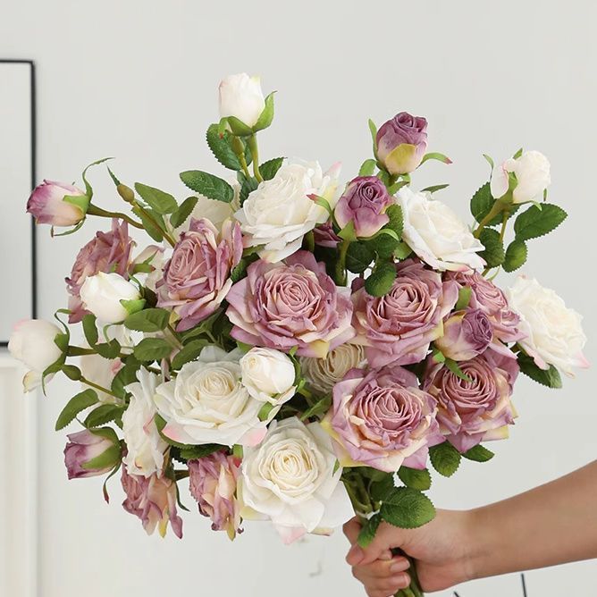 Realistic Multi-Rose Floral Bouquet