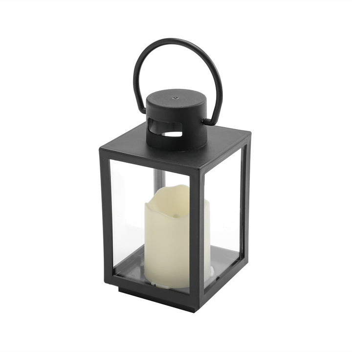Portable Rectangular Metal Frame Glass-Panel LED Flameless Candle Lantern Kalsten