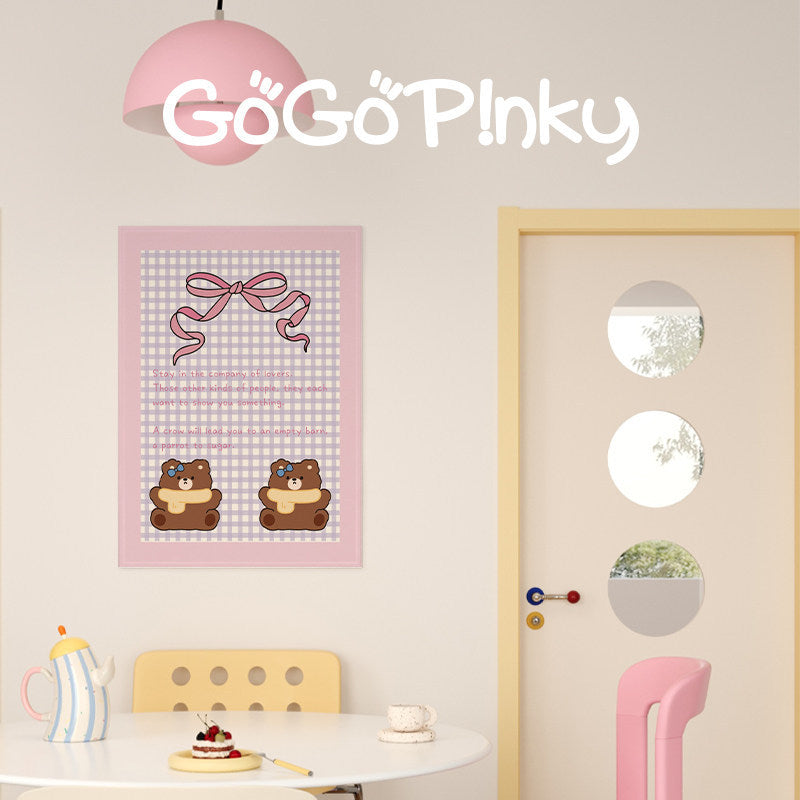 Pastel Cartoon Nursery Wall Art Print Poster with Cute Bear & Gift Illustration