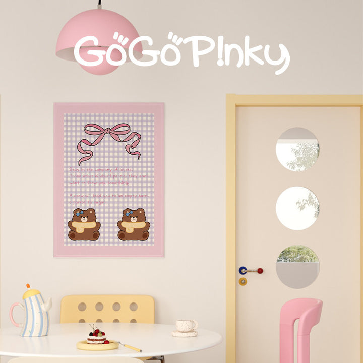 Pastel Cartoon Nursery Wall Art Print Poster with Cute Bear & Gift Illustration