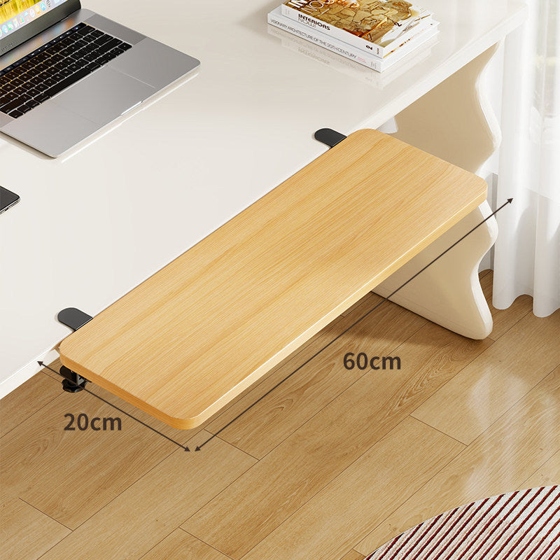 Under-Desk Bamboo Slide-Out Work Surface Clamp-Mounted Keyboard & Mouse Platform