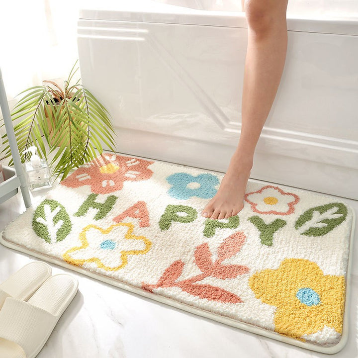 Leaf Design Plush Bathroom Mat Kalsten