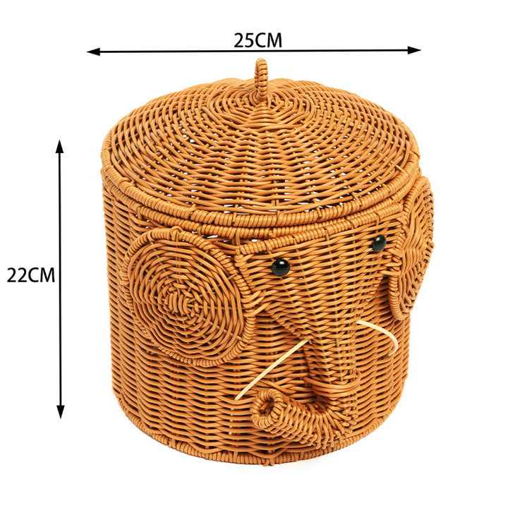 Elephant-Shaped Woven Storage Basket Kalsten