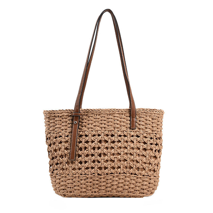 Handbag Made of Natural Macrame with Vegan Leather Handles Kalsten