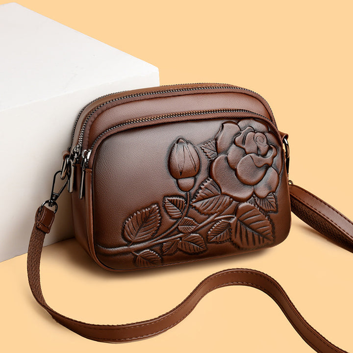 Embossed Floral Crossbody Bag