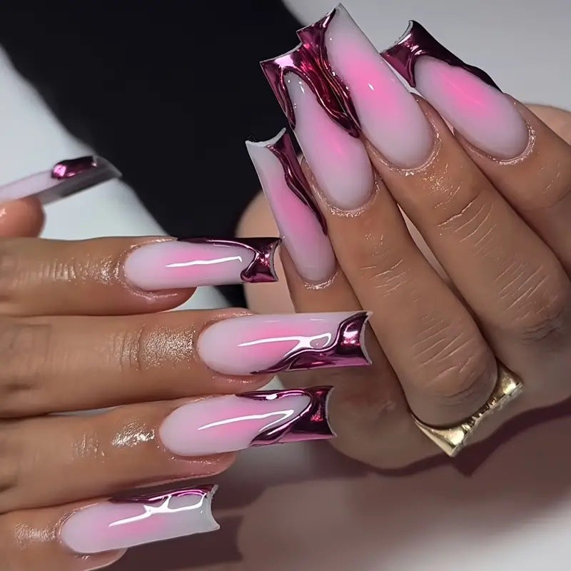 Artistic Glassy Nail Extensions Kalsten
