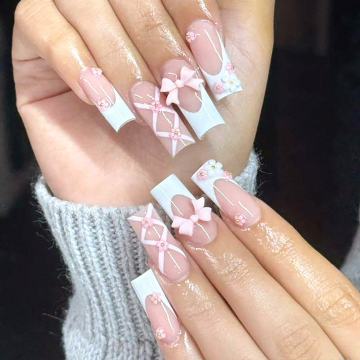 Decorative Elegant Long Acrylic Press-On Nails Kalsten