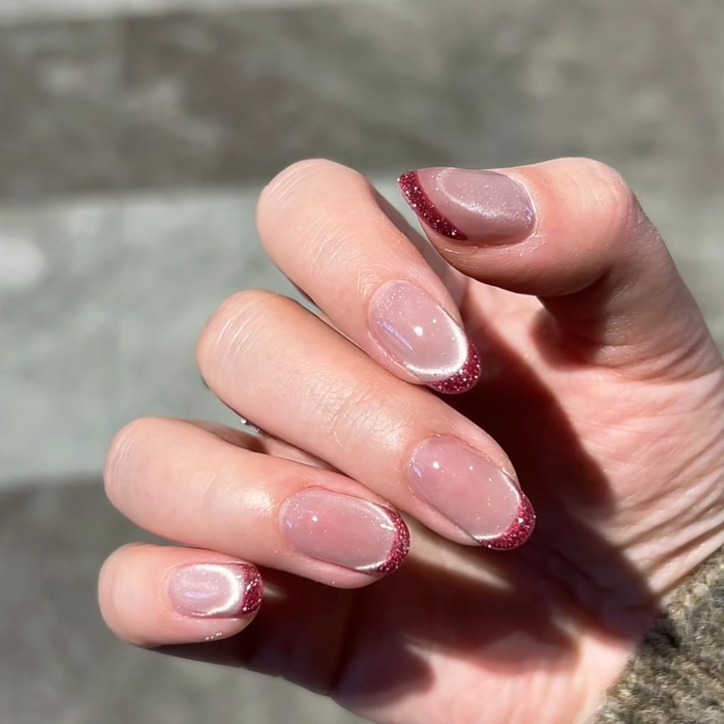 Glittery French Tip Nail Extensions