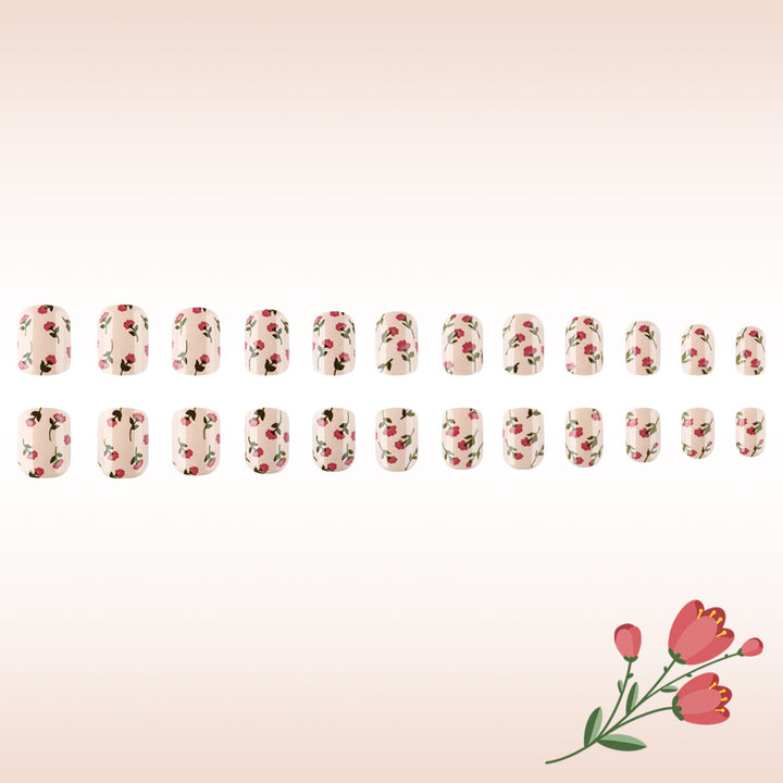 Floral Print Press-On Nail Art Kalsten