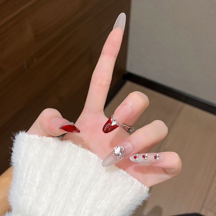 Glamorous Crystal-Studded Stiletto Press-On Nails Kalsten