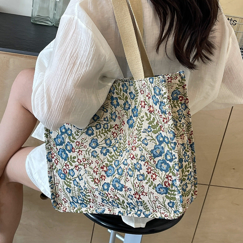 Floral Embroidered Canvas Tote Bag  1790617150