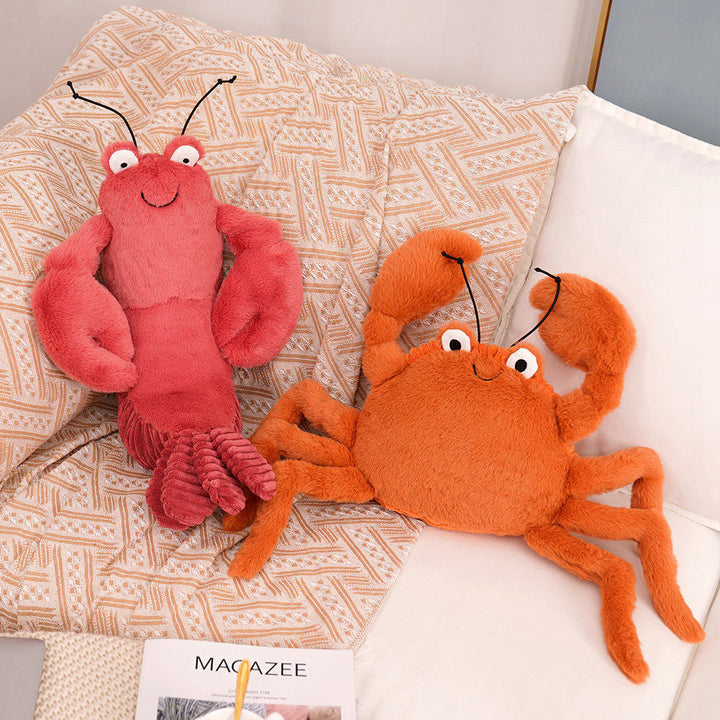 Plush Crab Crossbody Bag with Soft Faux Fur and Adjustable Drawstring Strap Kalsten