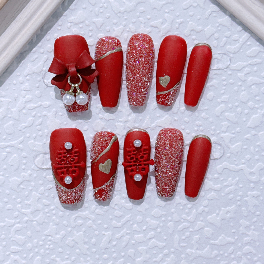 Elegant Rhinestone Embellished Press-On Nail Set