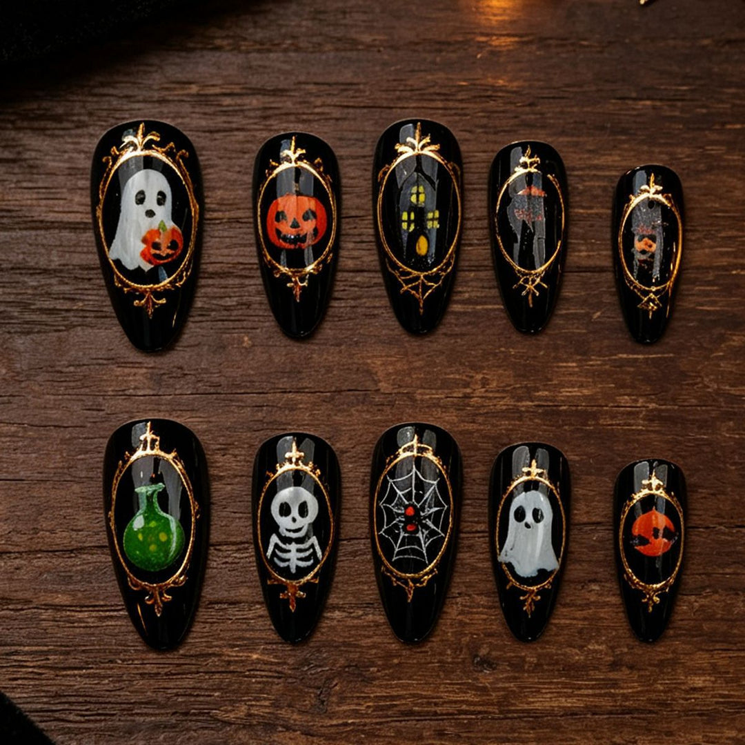 Halloween-Themed Press-On Nail Art Set