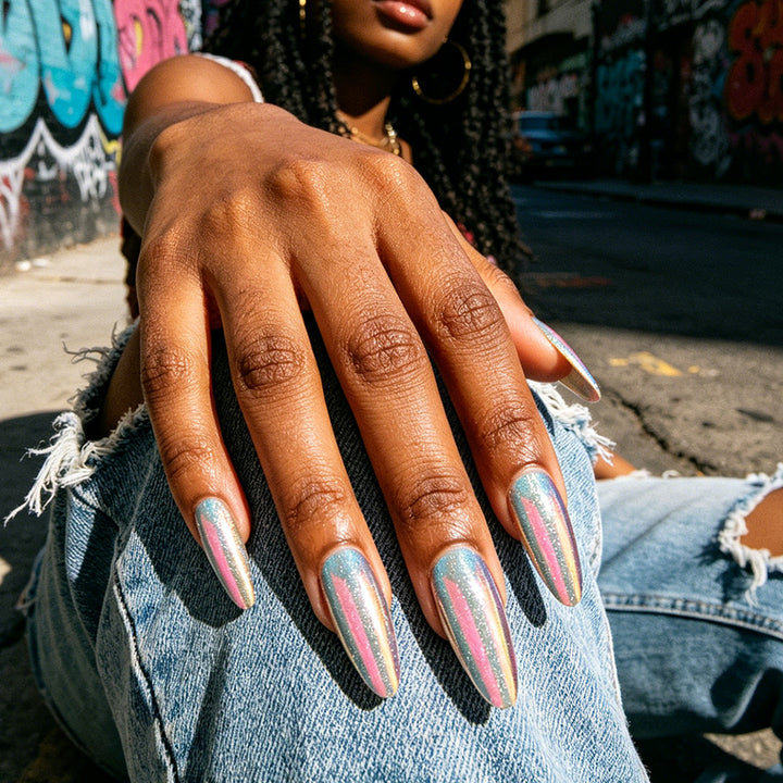 Glamorous Stiletto Press-On Nails with Iridescent Finish Kalsten