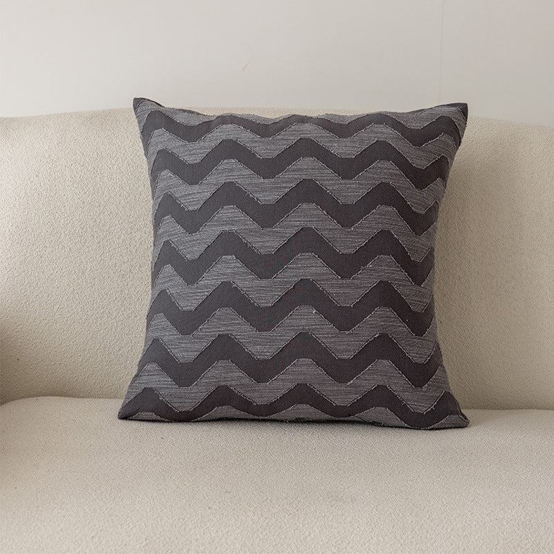 Decorative Chevron Textured Square Throw Pillow Cover with Woven Zigzag Embroidery