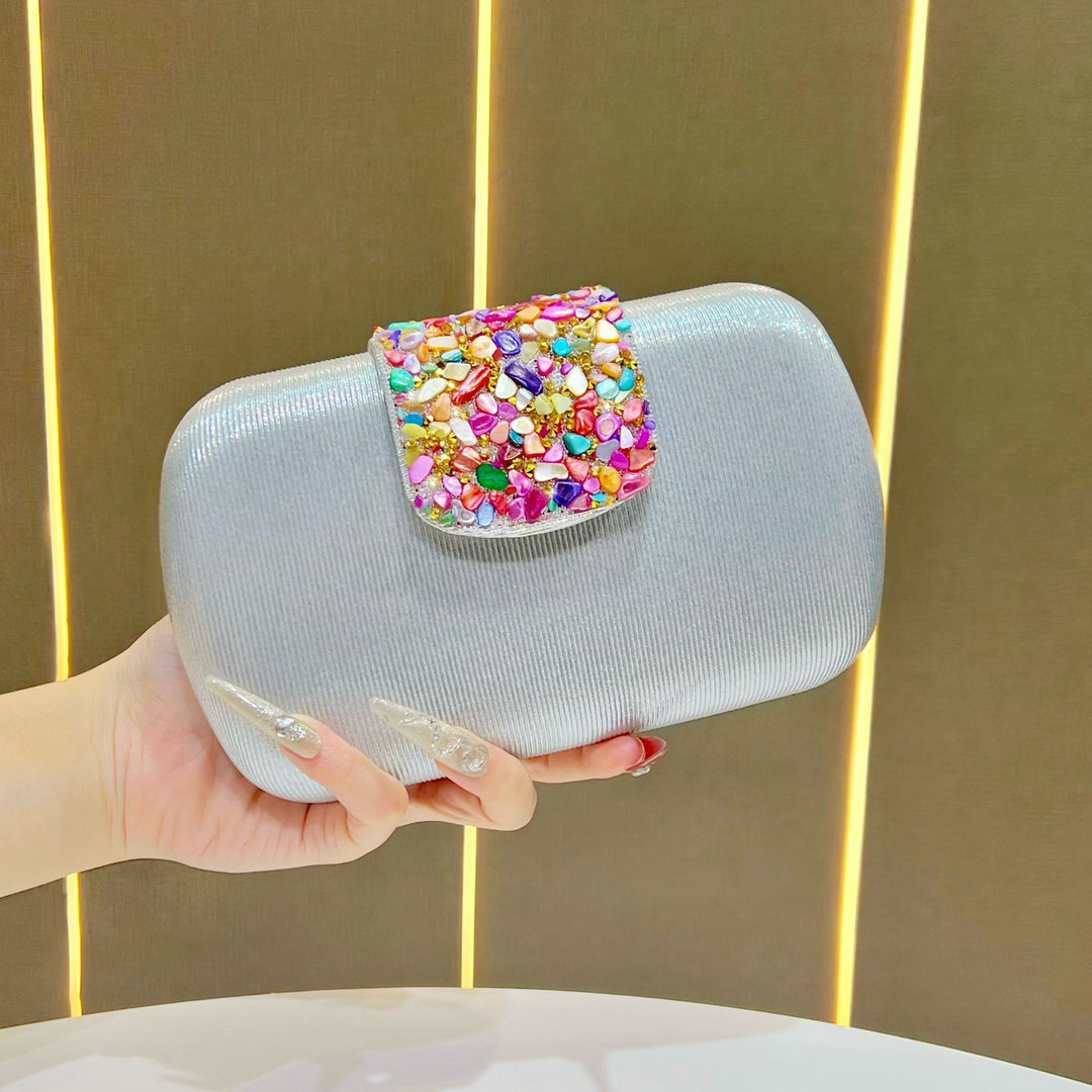 Rhinestone-Decorated Evening Clutch
