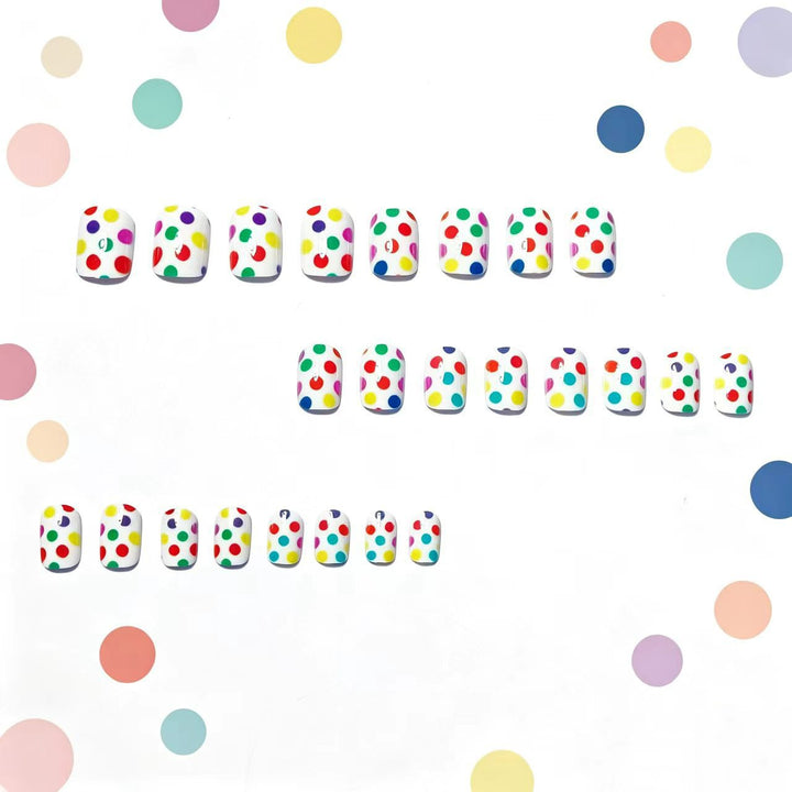 Artificial Nails in Colorful Polka Dot Pattern Kalsten