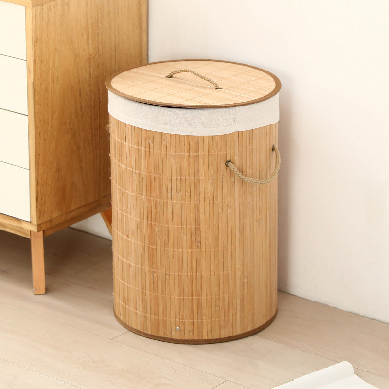 High-quality bamboo laundry container with lid Kalsten
