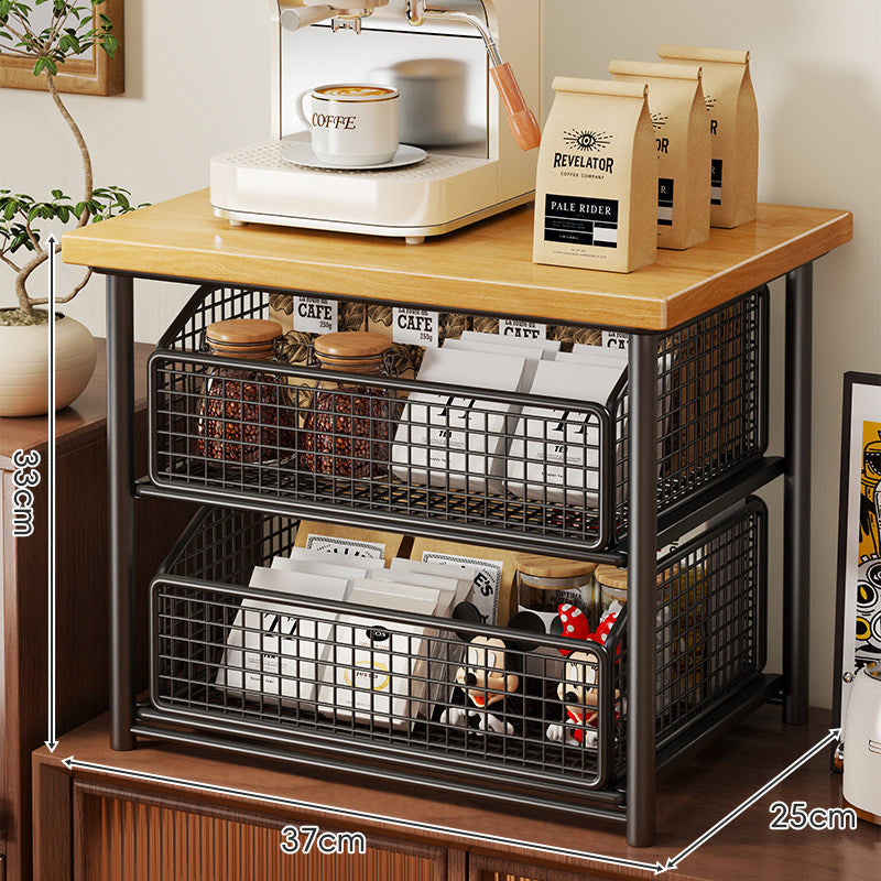 Countertop Espresso Machine Stand with Pull-Out Wire Basket Organizer