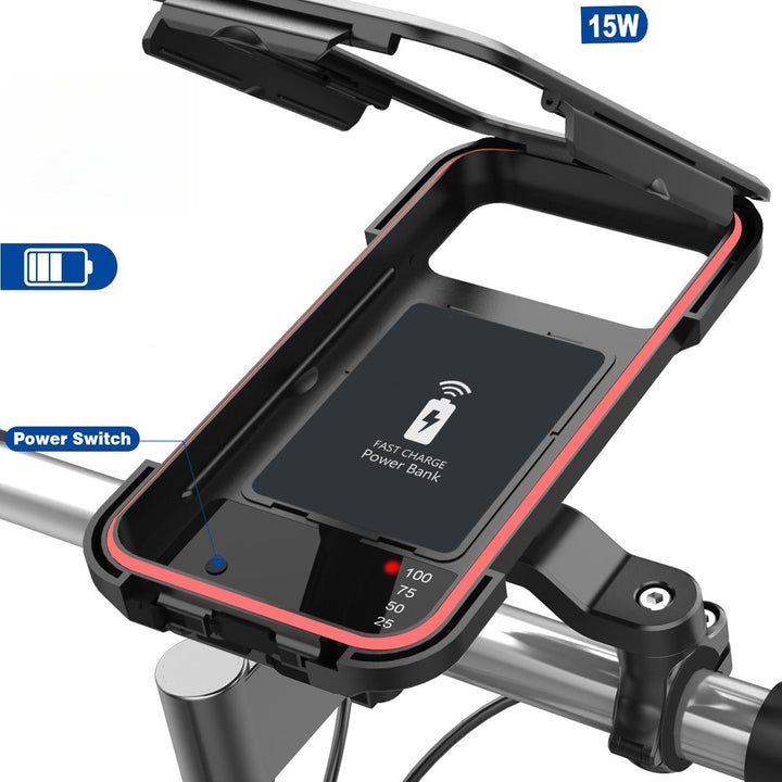 Kalsten | RideCharge Pro – Waterproof Phone Holder with USB and 15W Wireless Charging for Bicycle and E-Bike