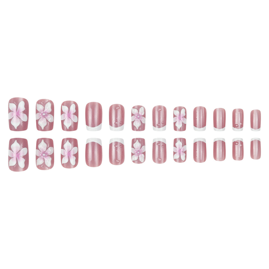 Decorative Floral French Tip Press-On Nails Kalsten