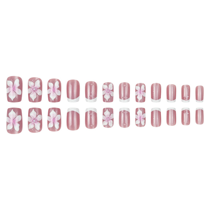 Decorative Floral French Tip Press-On Nails Kalsten