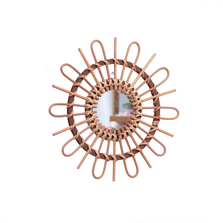Trendy Round Wall Mirror with Rattan Frame Kalsten