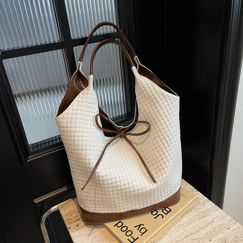 Stylish Woven Bucket Tote Bag