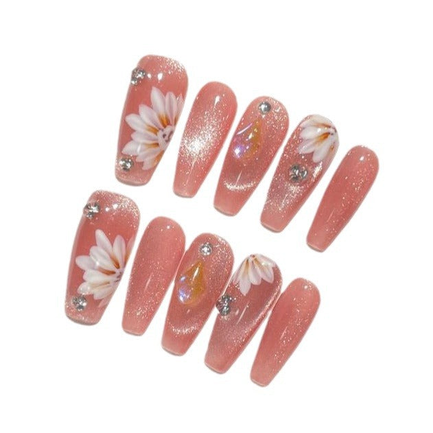Floral Decorative Press-On Nail Set