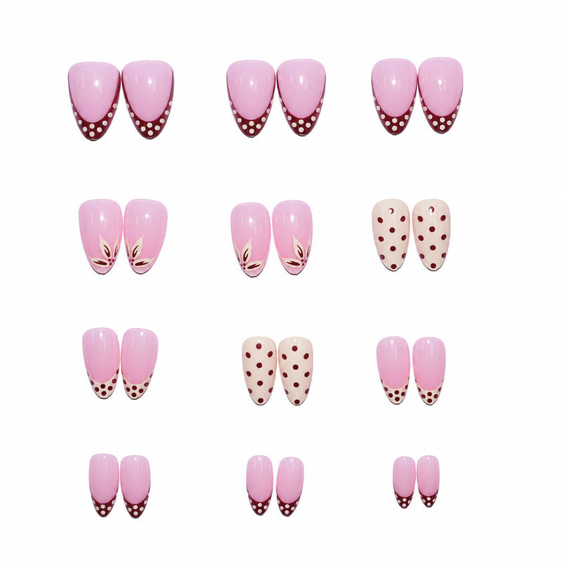 Elegant artificial nails with floral and dotted design Kalsten