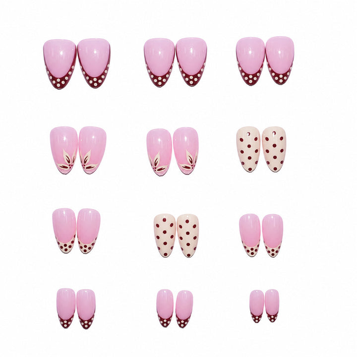 Elegant artificial nails with floral and dotted design Kalsten
