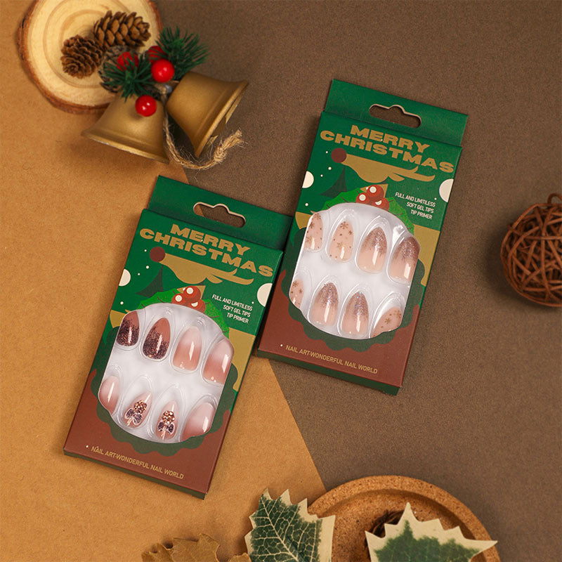 Elegant artificial nails with glitter and snowflake decor Kalsten