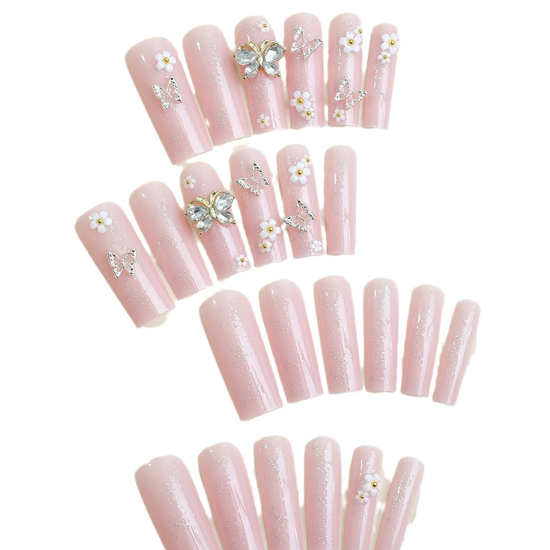 Artificial nail set with floral and glittering accents Kalsten