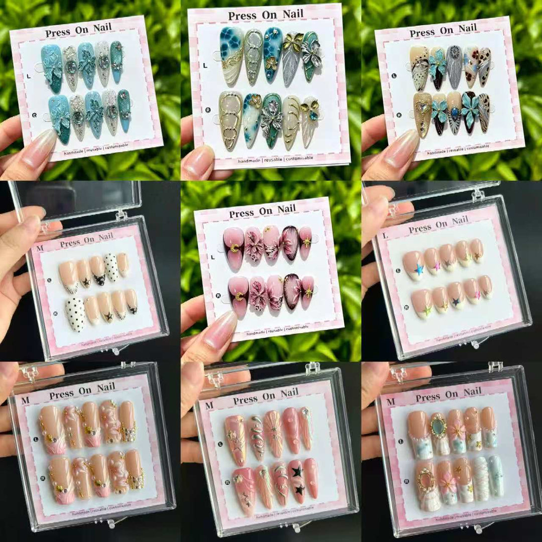 Artistic Cherry-Inspired Press-On Nails