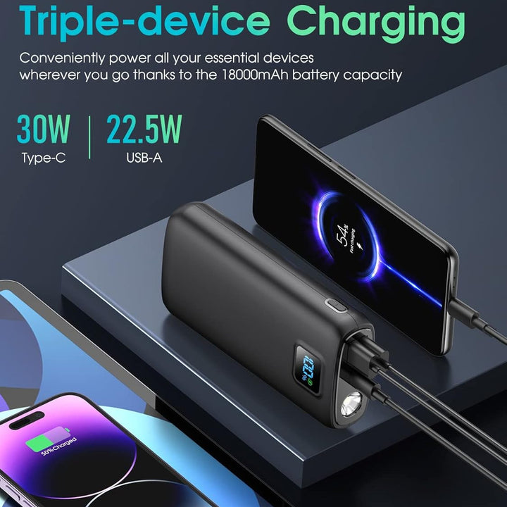 Portable power bank with digital LED display and flashlight function Kalsten